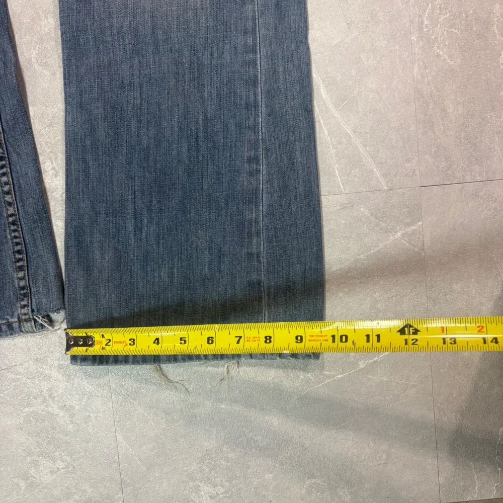 Levis 527 Slim Bootcut Jeans Mens 34x32 Blue Denim Frayed Hem 527-0475
